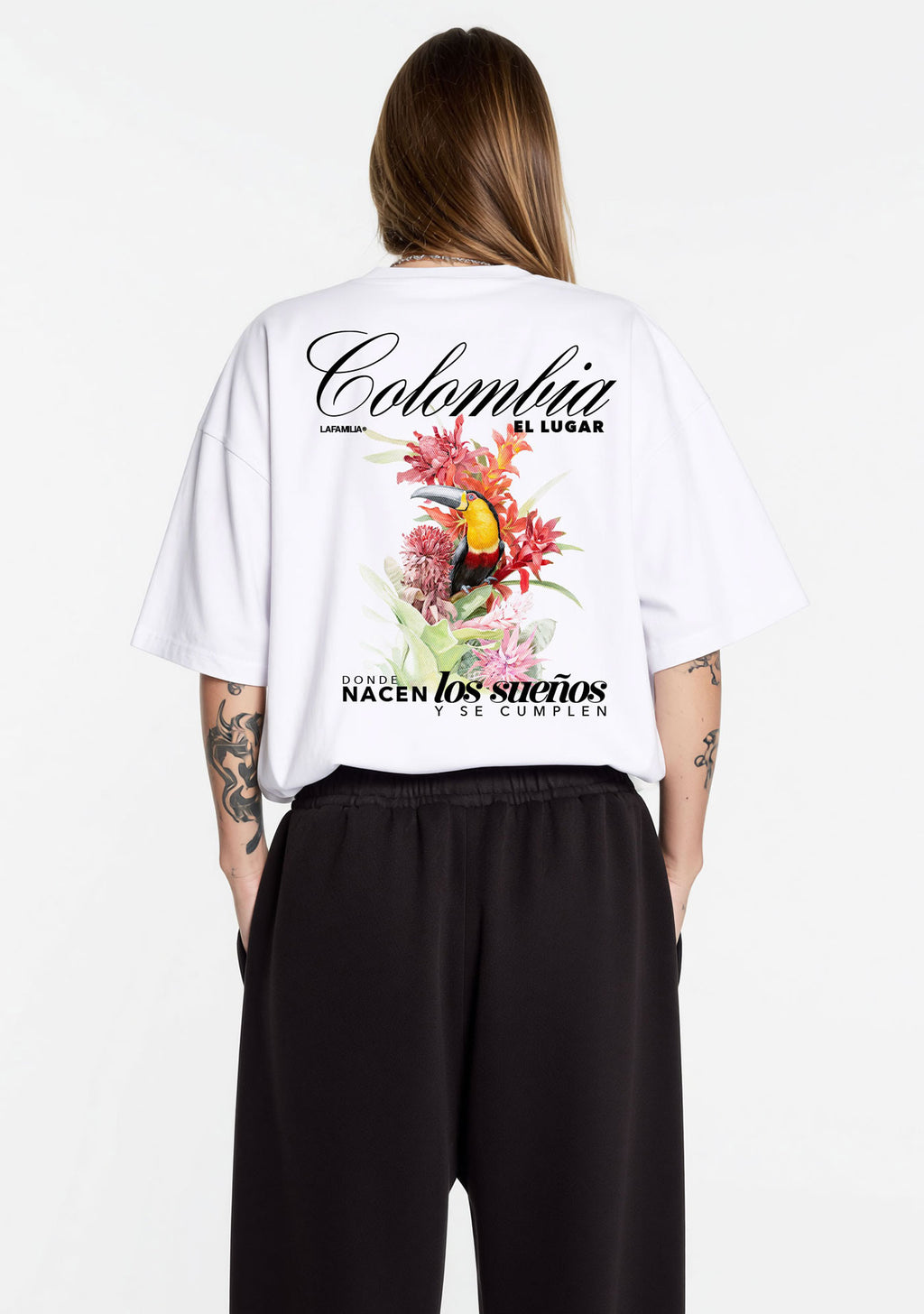 Camiseta Oversized Colombia una sola Familia White
