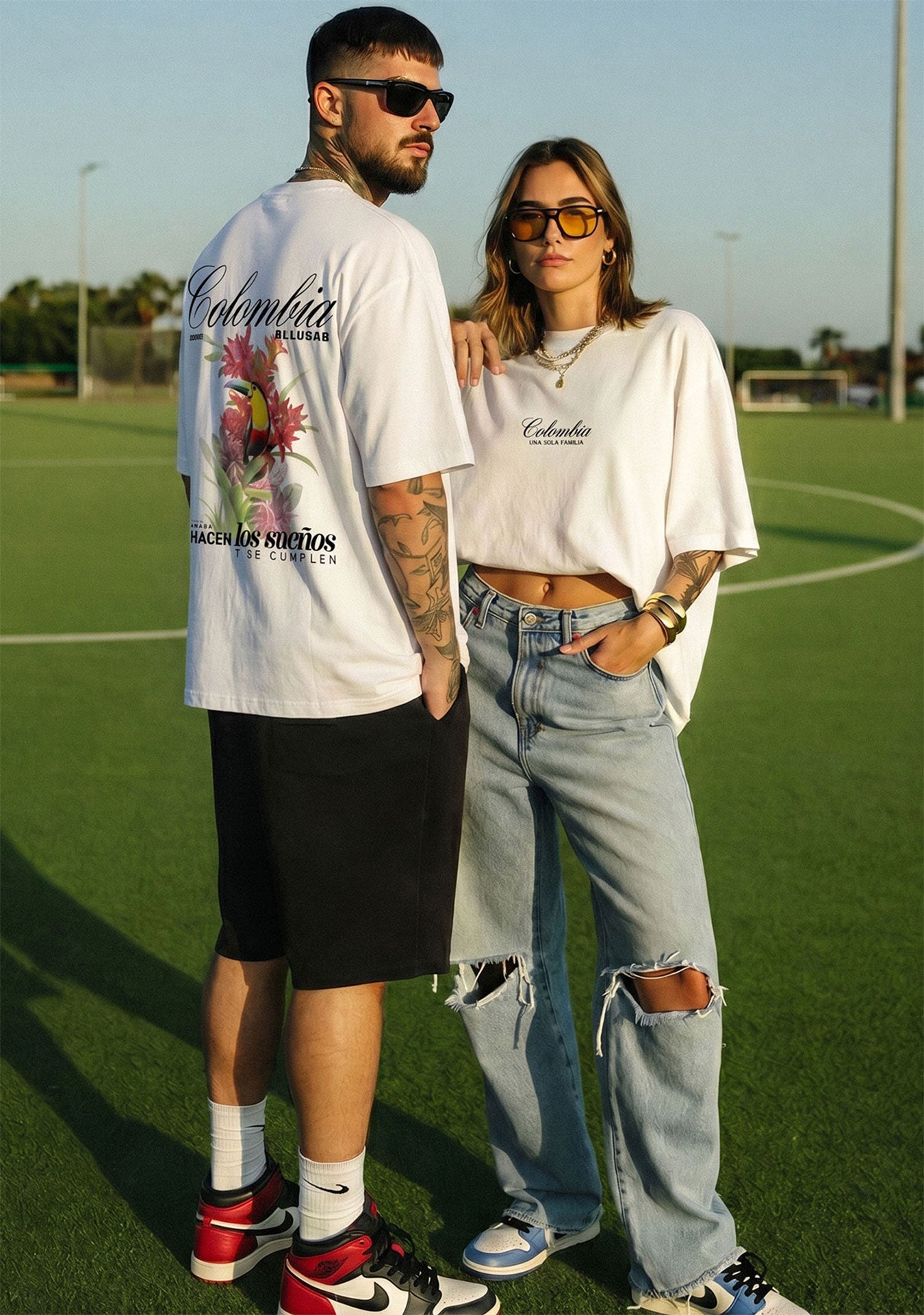 Camiseta Oversized Colombia una sola Familia White