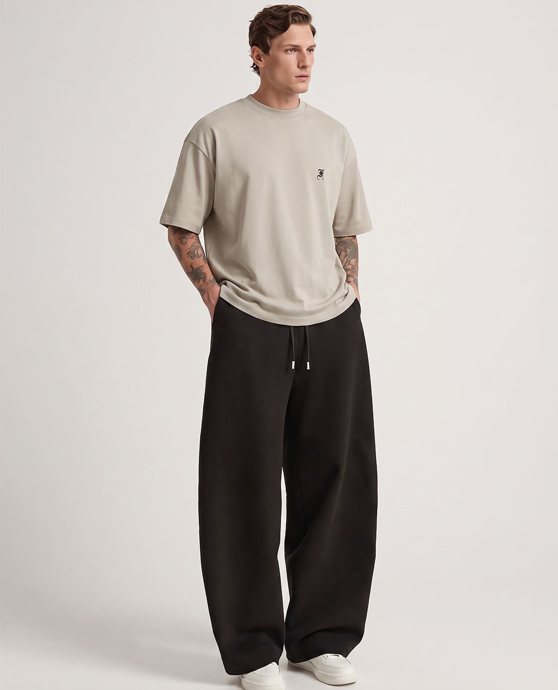 Camiseta Semi-Oversized Basic Stone Grey