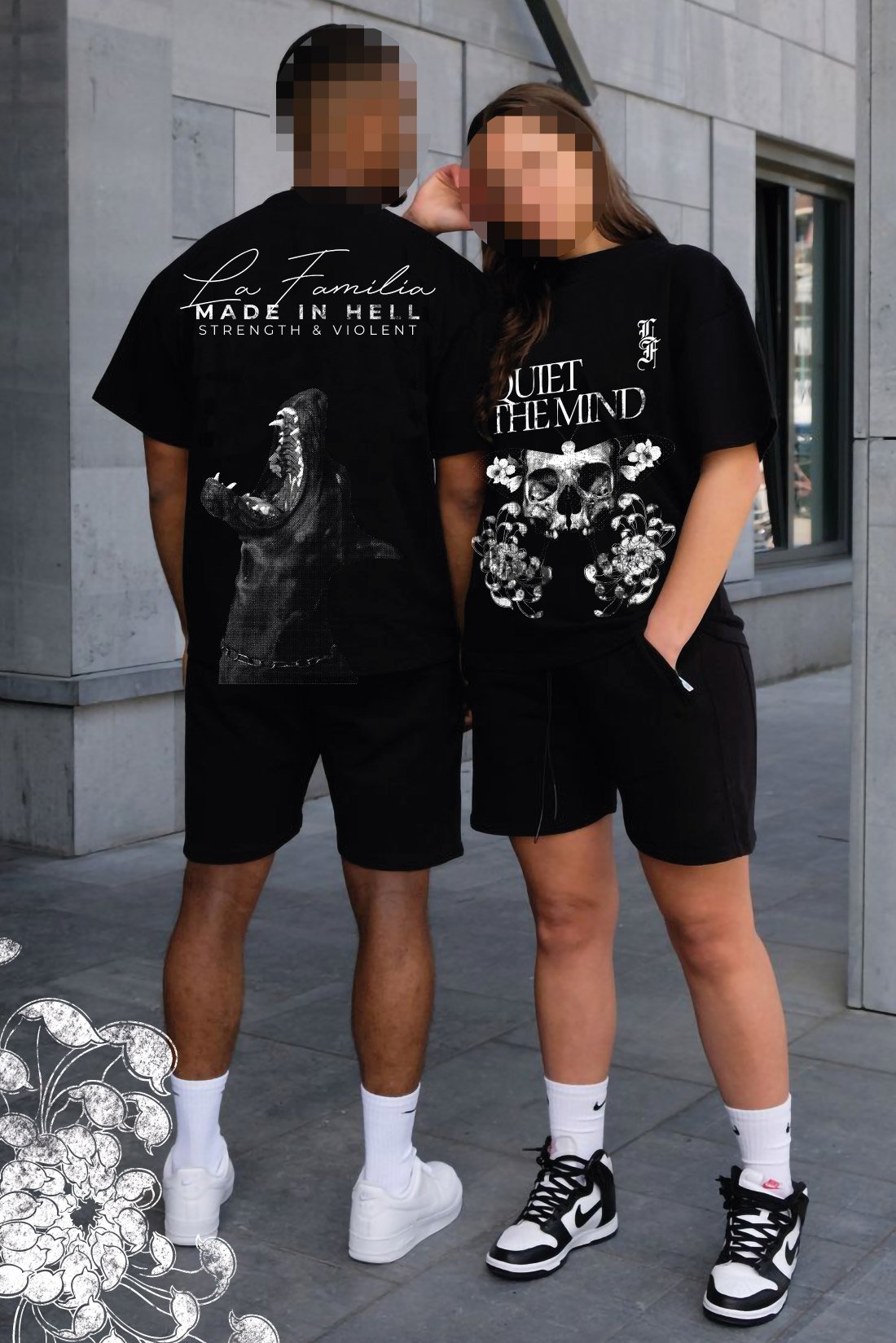 DesignCamisetaOversizedBlackbutterflyanddoberman